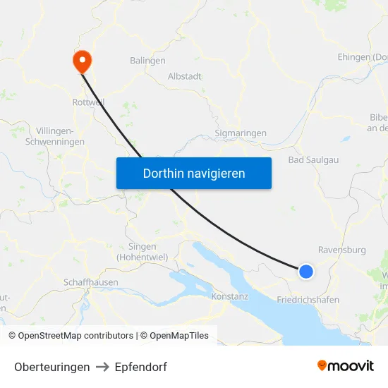 Oberteuringen to Epfendorf map