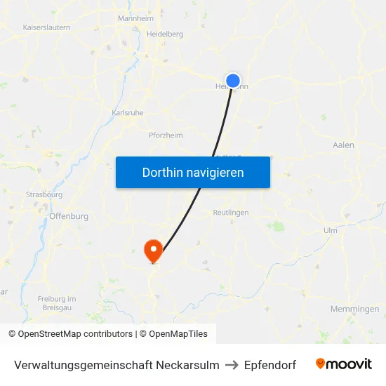 Verwaltungsgemeinschaft Neckarsulm to Epfendorf map