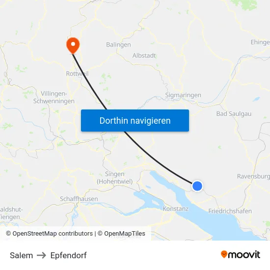 Salem to Epfendorf map