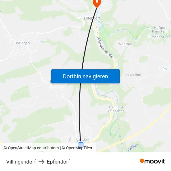 Villingendorf to Epfendorf map