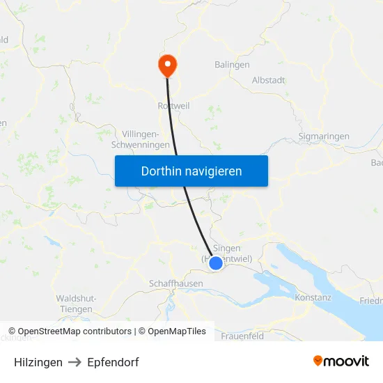 Hilzingen to Epfendorf map