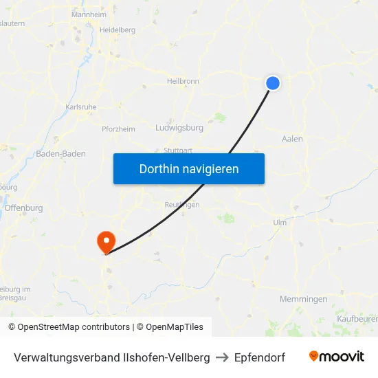 Verwaltungsverband Ilshofen-Vellberg to Epfendorf map