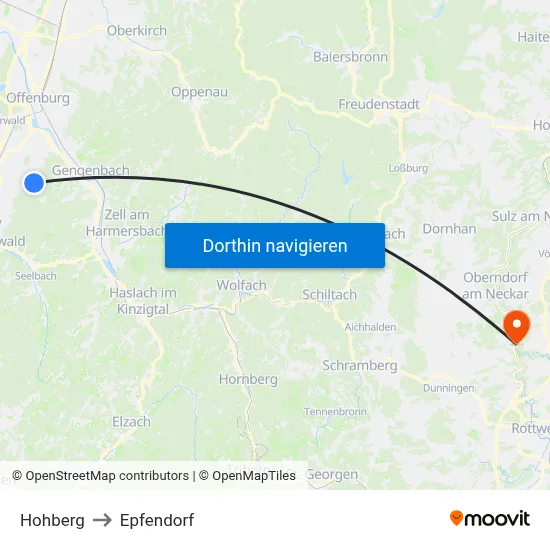 Hohberg to Epfendorf map