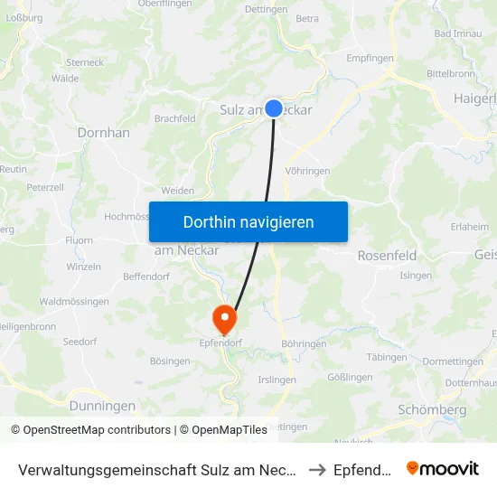 Verwaltungsgemeinschaft Sulz am Neckar to Epfendorf map
