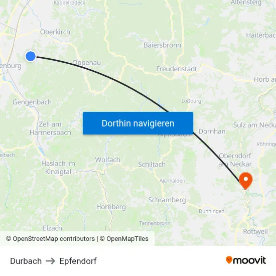 Durbach to Epfendorf map