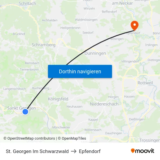 St. Georgen Im Schwarzwald to Epfendorf map