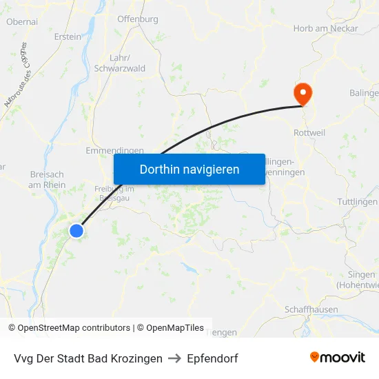 Vvg Der Stadt Bad Krozingen to Epfendorf map