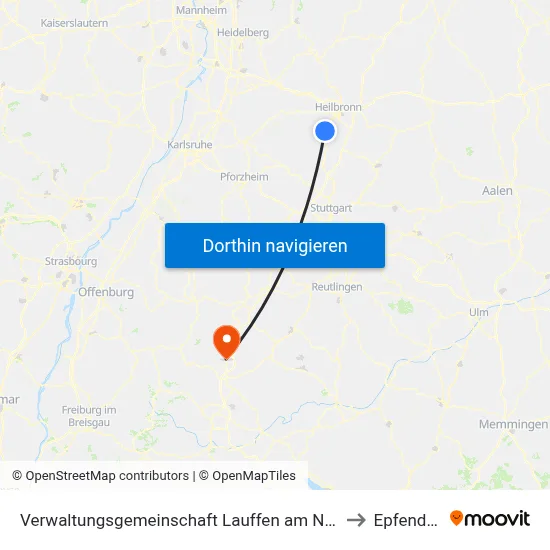 Verwaltungsgemeinschaft Lauffen am Neckar to Epfendorf map