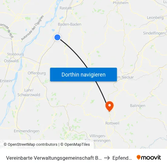 Vereinbarte Verwaltungsgemeinschaft Bühl to Epfendorf map
