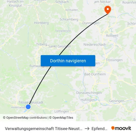 Verwaltungsgemeinschaft Titisee-Neustadt to Epfendorf map