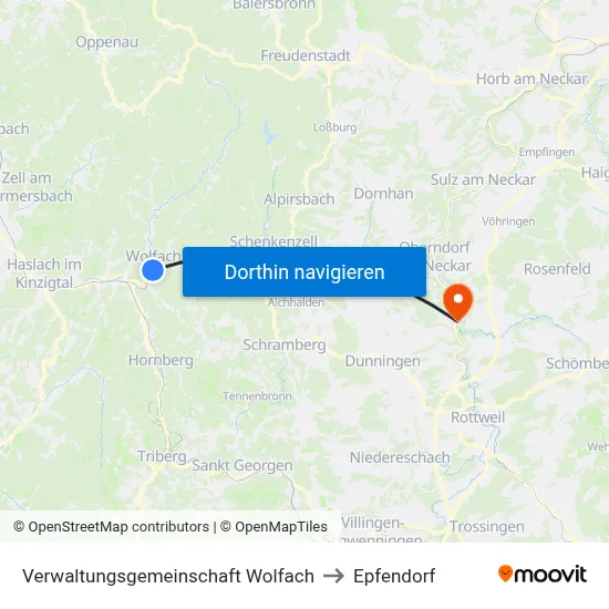 Verwaltungsgemeinschaft Wolfach to Epfendorf map