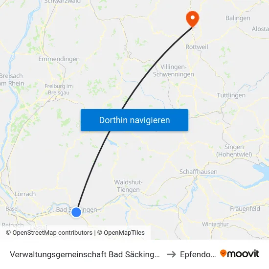 Verwaltungsgemeinschaft Bad Säckingen to Epfendorf map