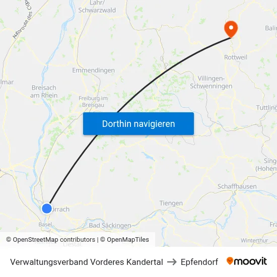 Verwaltungsverband Vorderes Kandertal to Epfendorf map