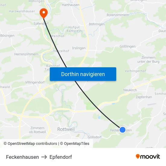 Feckenhausen to Epfendorf map