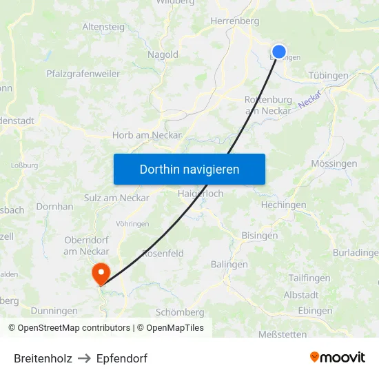 Breitenholz to Epfendorf map