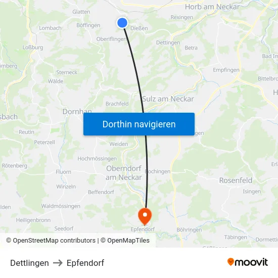 Dettlingen to Epfendorf map