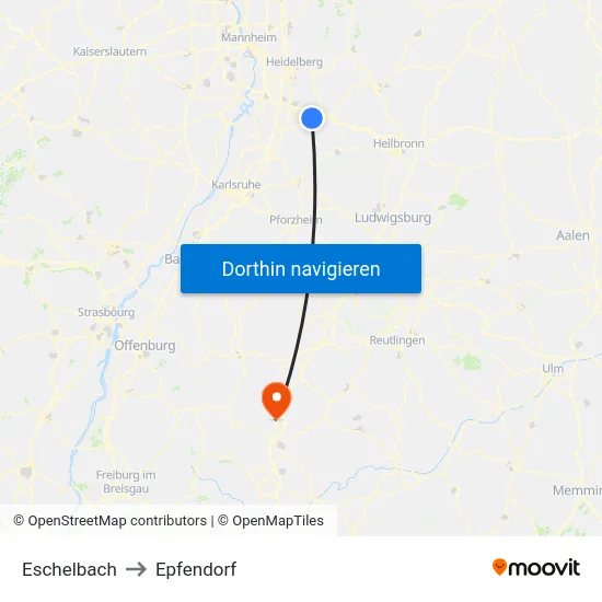 Eschelbach to Epfendorf map