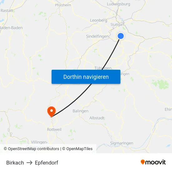 Birkach to Epfendorf map