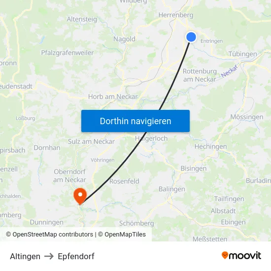 Altingen to Epfendorf map