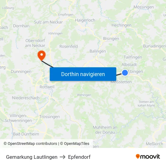 Gemarkung Lautlingen to Epfendorf map