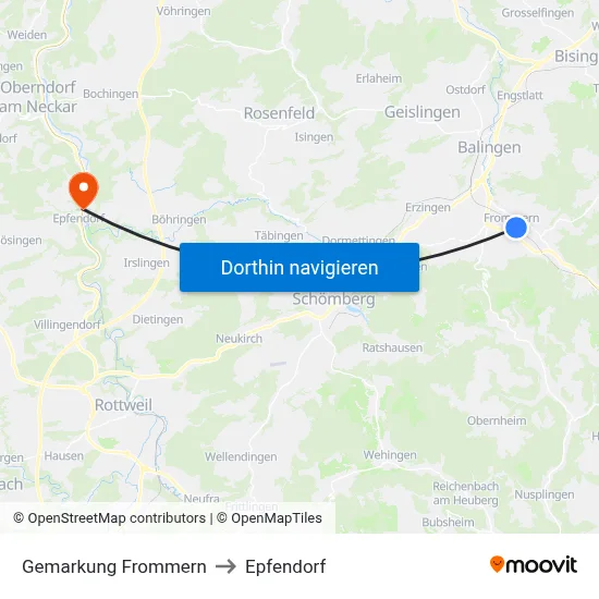 Gemarkung Frommern to Epfendorf map