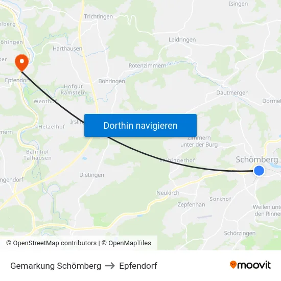Gemarkung Schömberg to Epfendorf map