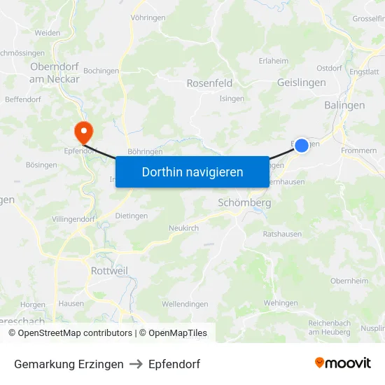 Gemarkung Erzingen to Epfendorf map