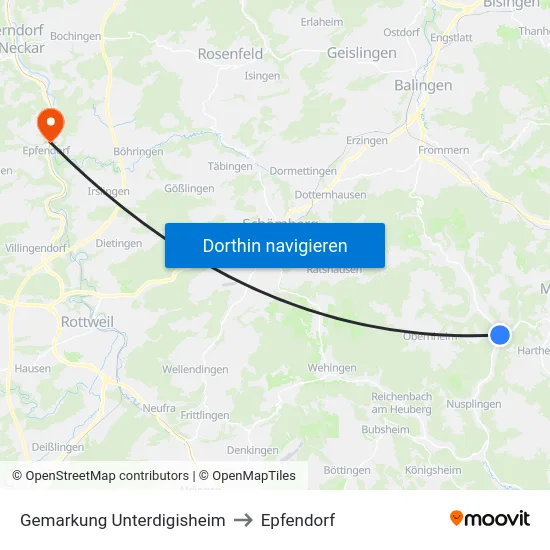 Gemarkung Unterdigisheim to Epfendorf map