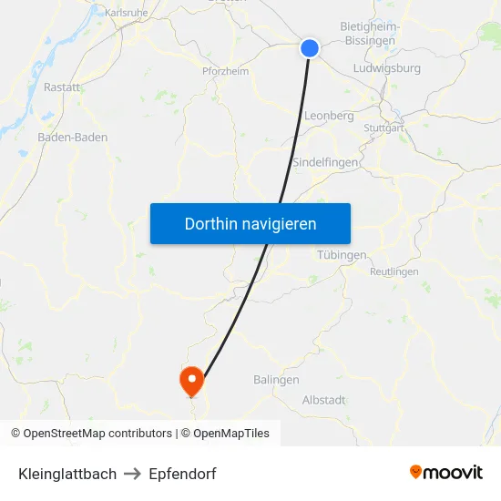 Kleinglattbach to Epfendorf map