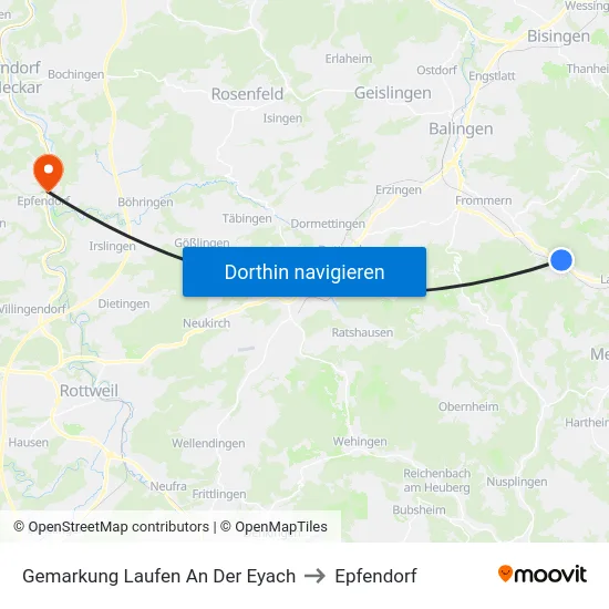 Gemarkung Laufen An Der Eyach to Epfendorf map
