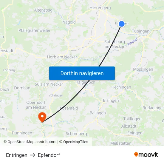 Entringen to Epfendorf map