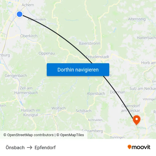 Önsbach to Epfendorf map
