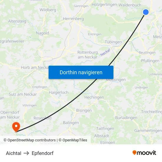 Aichtal to Epfendorf map