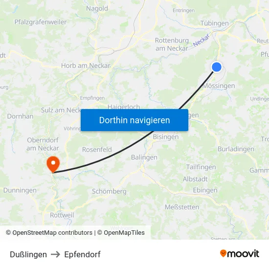 Dußlingen to Epfendorf map