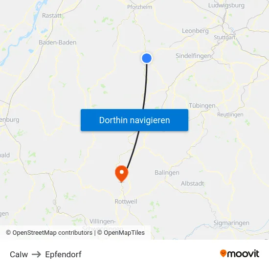 Calw to Epfendorf map