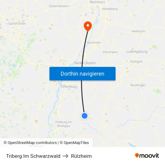 Triberg Im Schwarzwald to Rülzheim map