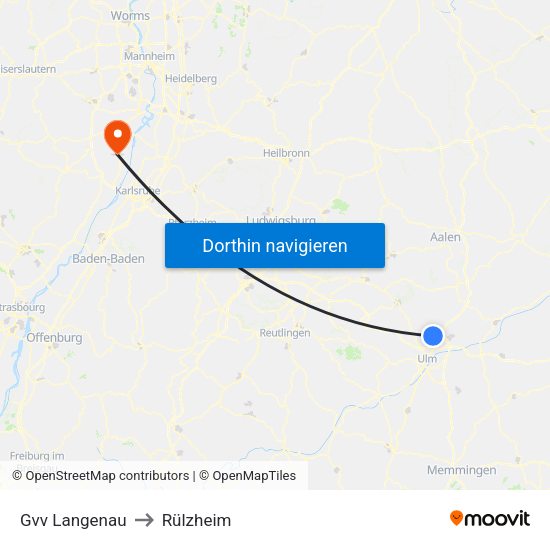 Gvv Langenau to Rülzheim map