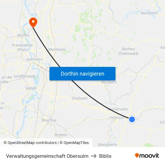 Verwaltungsgemeinschaft Obersulm to Biblis map