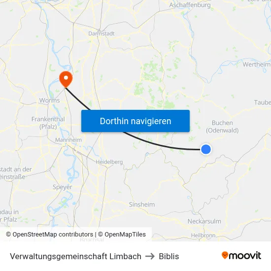 Verwaltungsgemeinschaft Limbach to Biblis map
