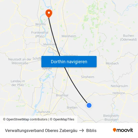Verwaltungsverband Oberes Zabergäu to Biblis map