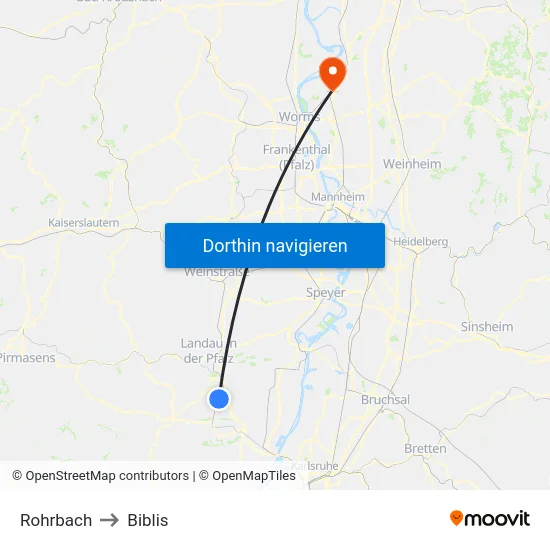 Rohrbach to Biblis map