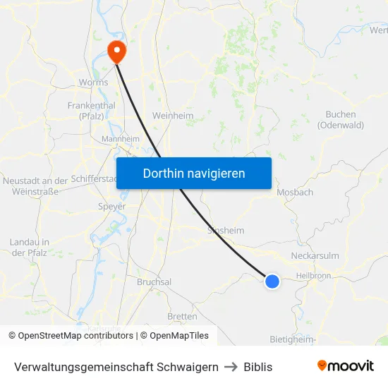 Verwaltungsgemeinschaft Schwaigern to Biblis map