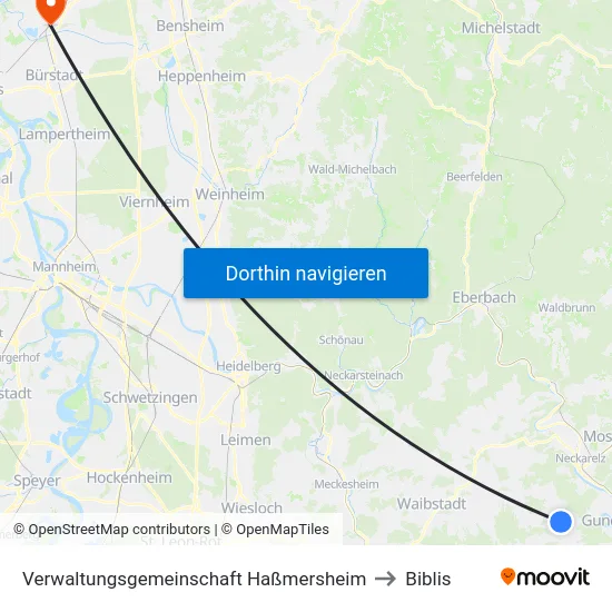 Verwaltungsgemeinschaft Haßmersheim to Biblis map