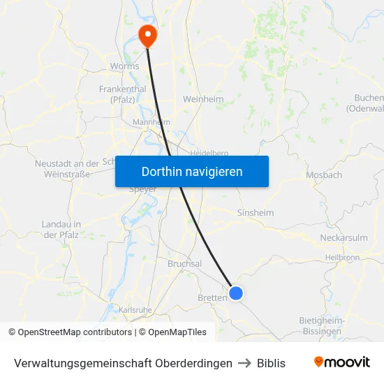 Verwaltungsgemeinschaft Oberderdingen to Biblis map