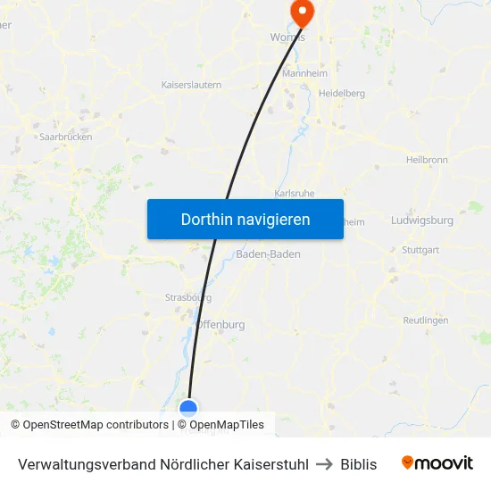 Verwaltungsverband Nördlicher Kaiserstuhl to Biblis map