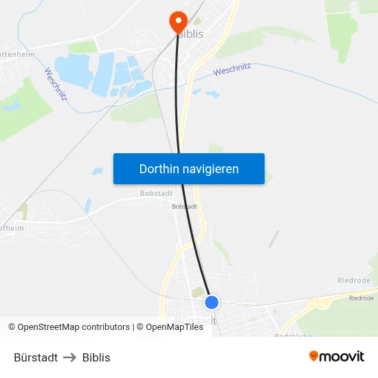 Bürstadt to Biblis map