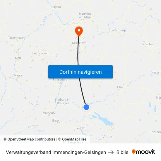 Verwaltungsverband Immendingen-Geisingen to Biblis map