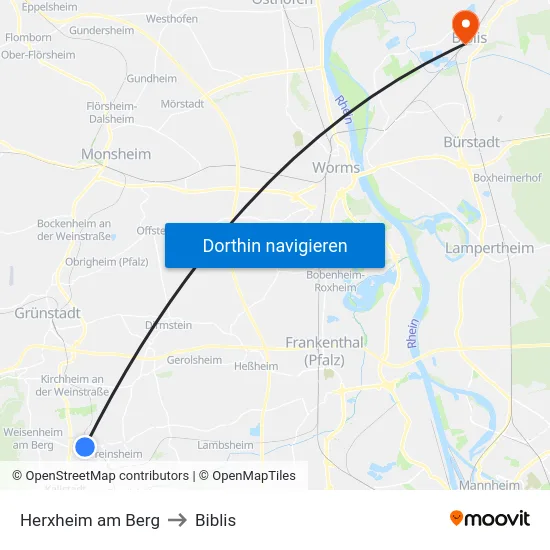 Herxheim am Berg to Biblis map