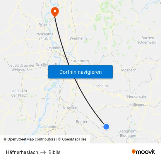 Häfnerhaslach to Biblis map