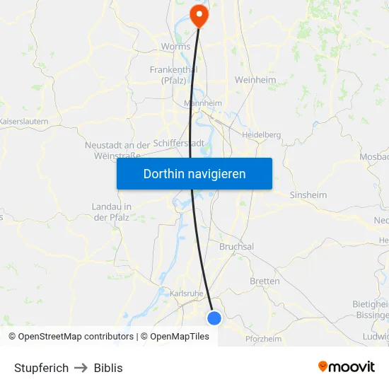 Stupferich to Biblis map